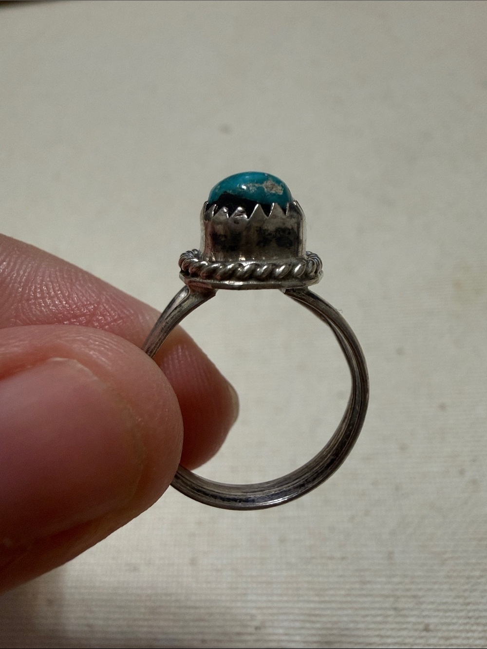Native Sterling Turquoise Cocktail Ring size 5 - Picture 9 of 9